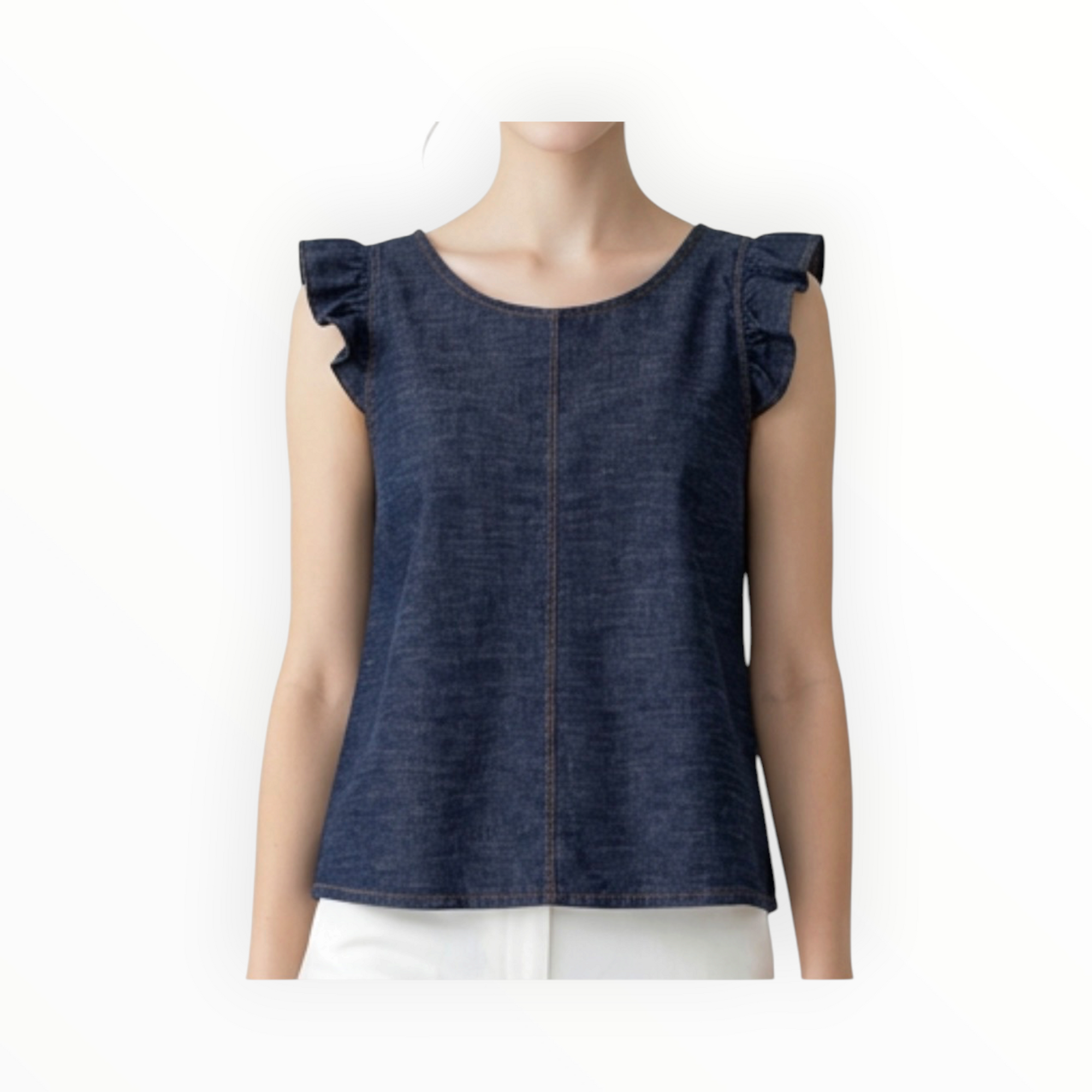 Susanne Bommer Denim Flutter Top - Indigo/Gold