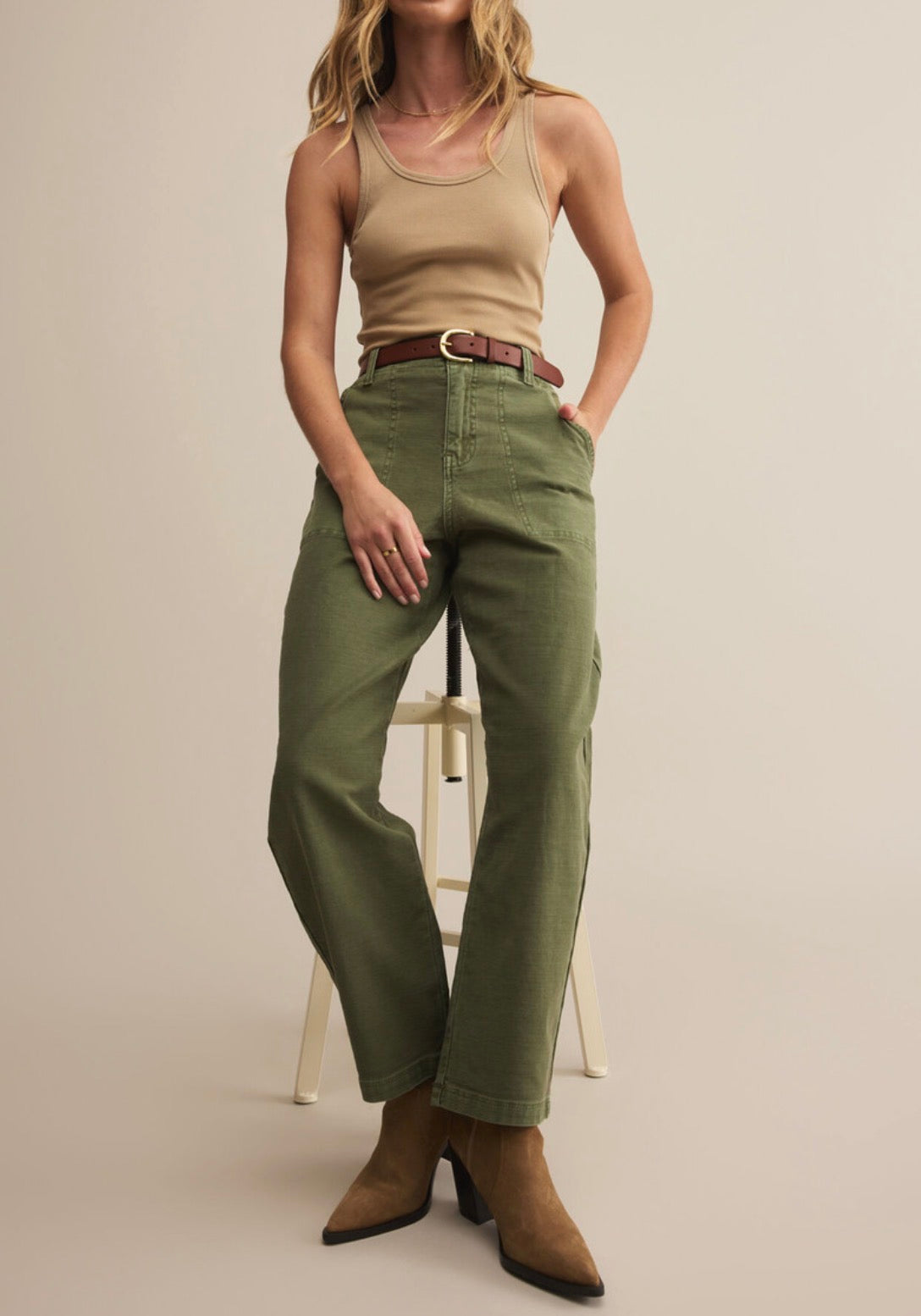 Z Supply Olive Twill Pants - Hunter Green