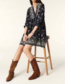 ba&sh Short Printed Naia Dress - Night Blue