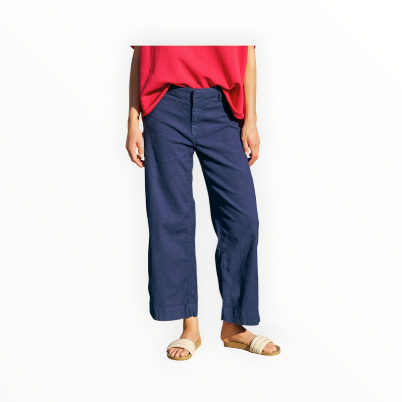 Frank & Eileen Wexford Wide-Leg Linen Pant - Summer Navy