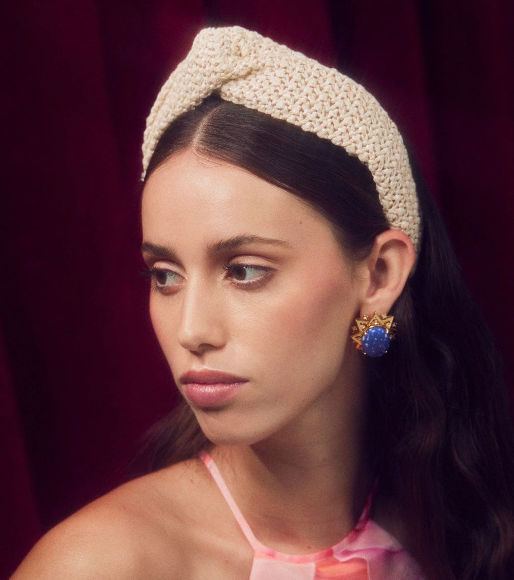 Lele Sadoughi White Wash Raffia Greta Headband