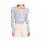 Sundry Vida Floral Henley - Oat Milk