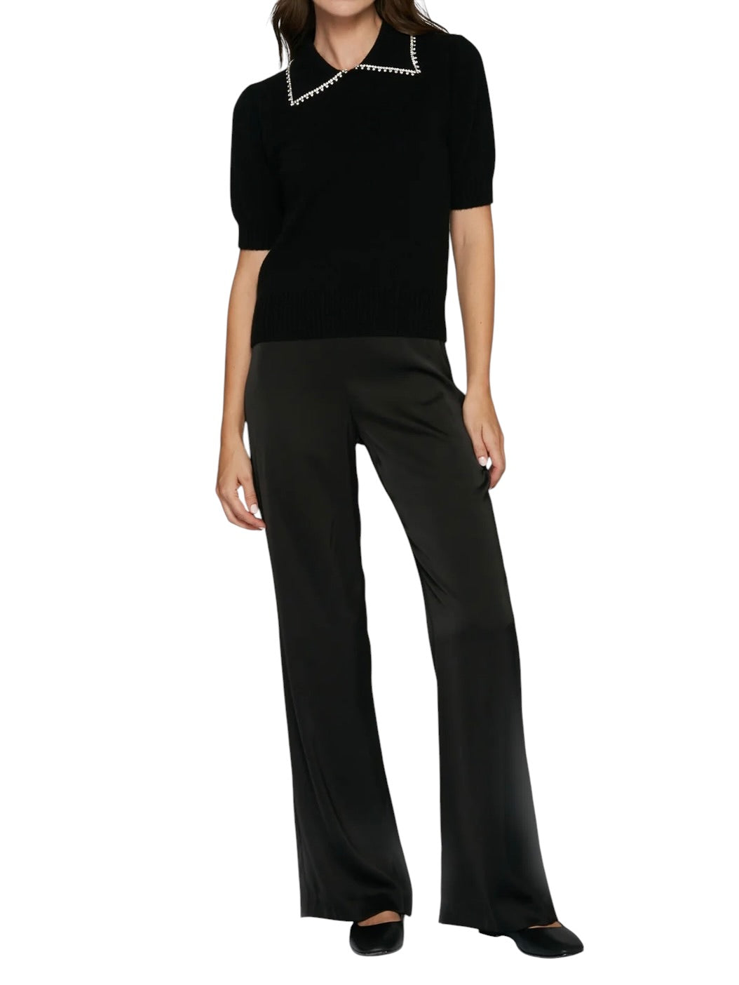 Autumn Peter Pan Collar With Rhinestone Trim - Black