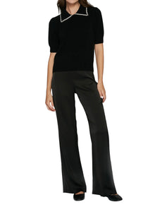 Autumn Peter Pan Collar With Rhinestone Trim - Black