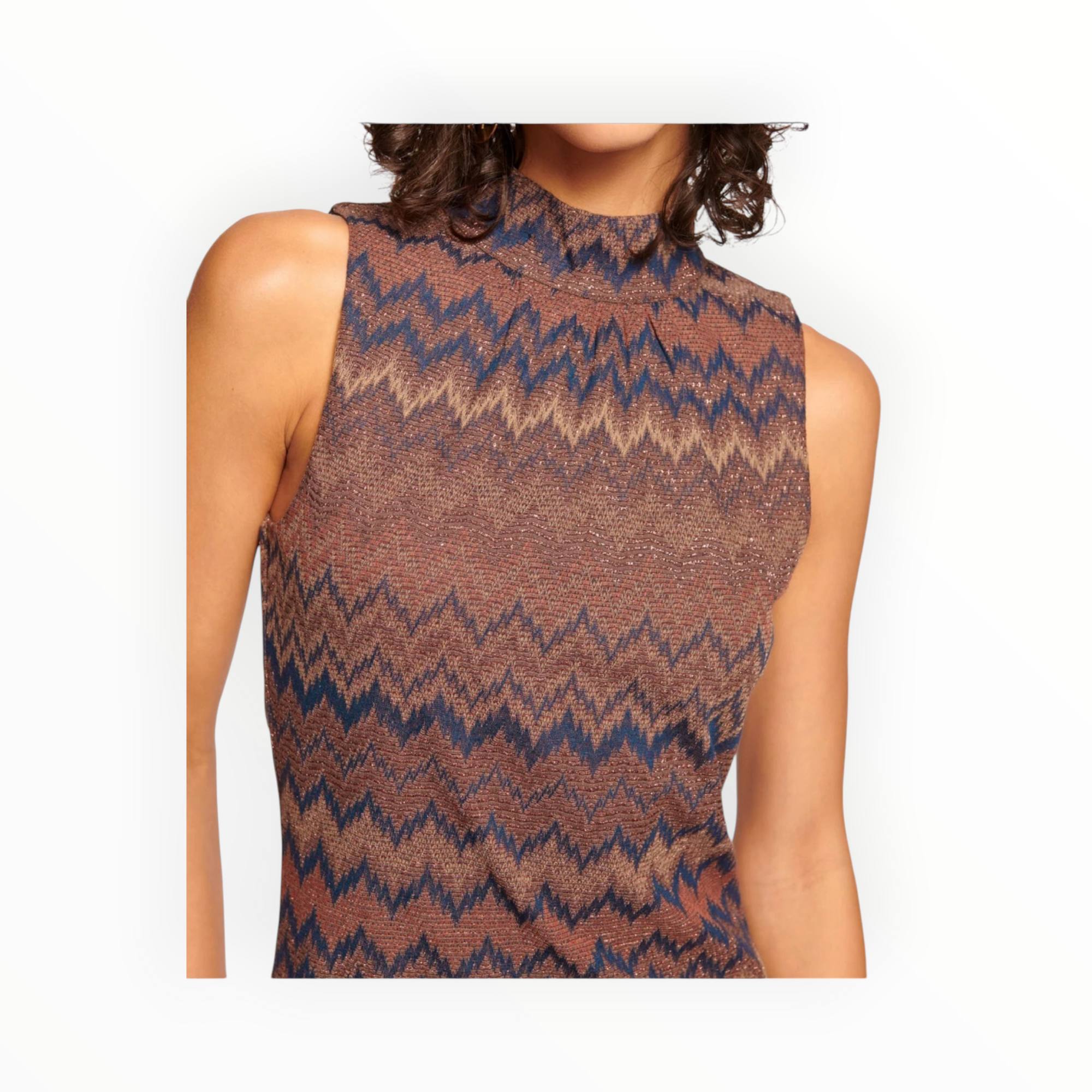 Ramy Brook Marietta Mock Neck Dress - Saddle Chevron