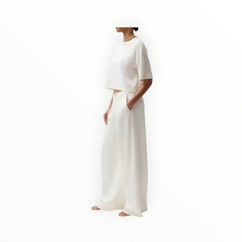 Pistola Delphine Pleated Denim Wide - Off White
