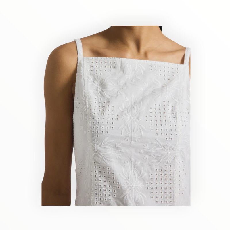 Derek Lam 10 Crosby Saige Garden Tile Eyelet Mini Dress - White