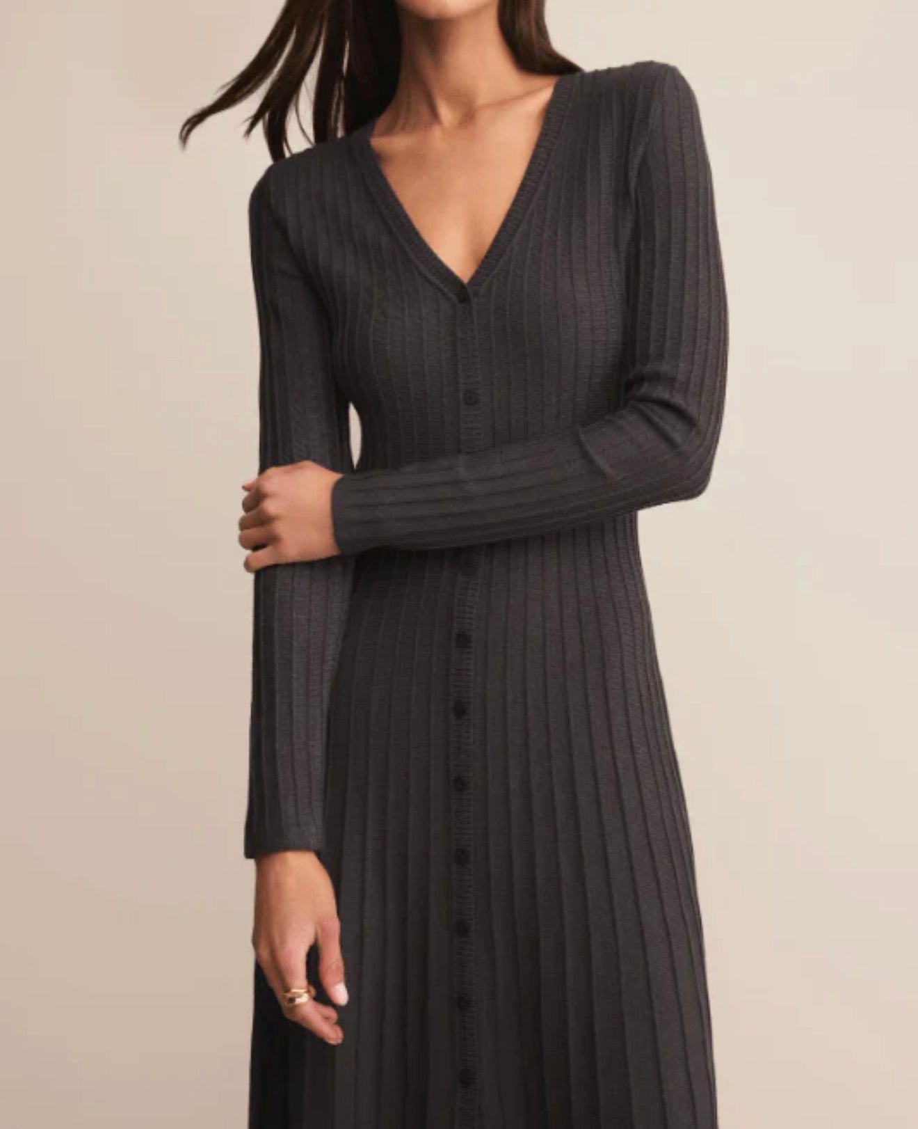 Z Supply Jasper Midi Sweater Dress - Charcoal Heather