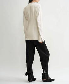 TOTÊME Collarless Cinched Jacket - Ecru