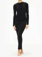 ÉTERNE Cropped Long Sleeve Fitted Top - Black