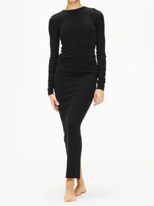 ÉTERNE Cropped Long Sleeve Fitted Top - Black