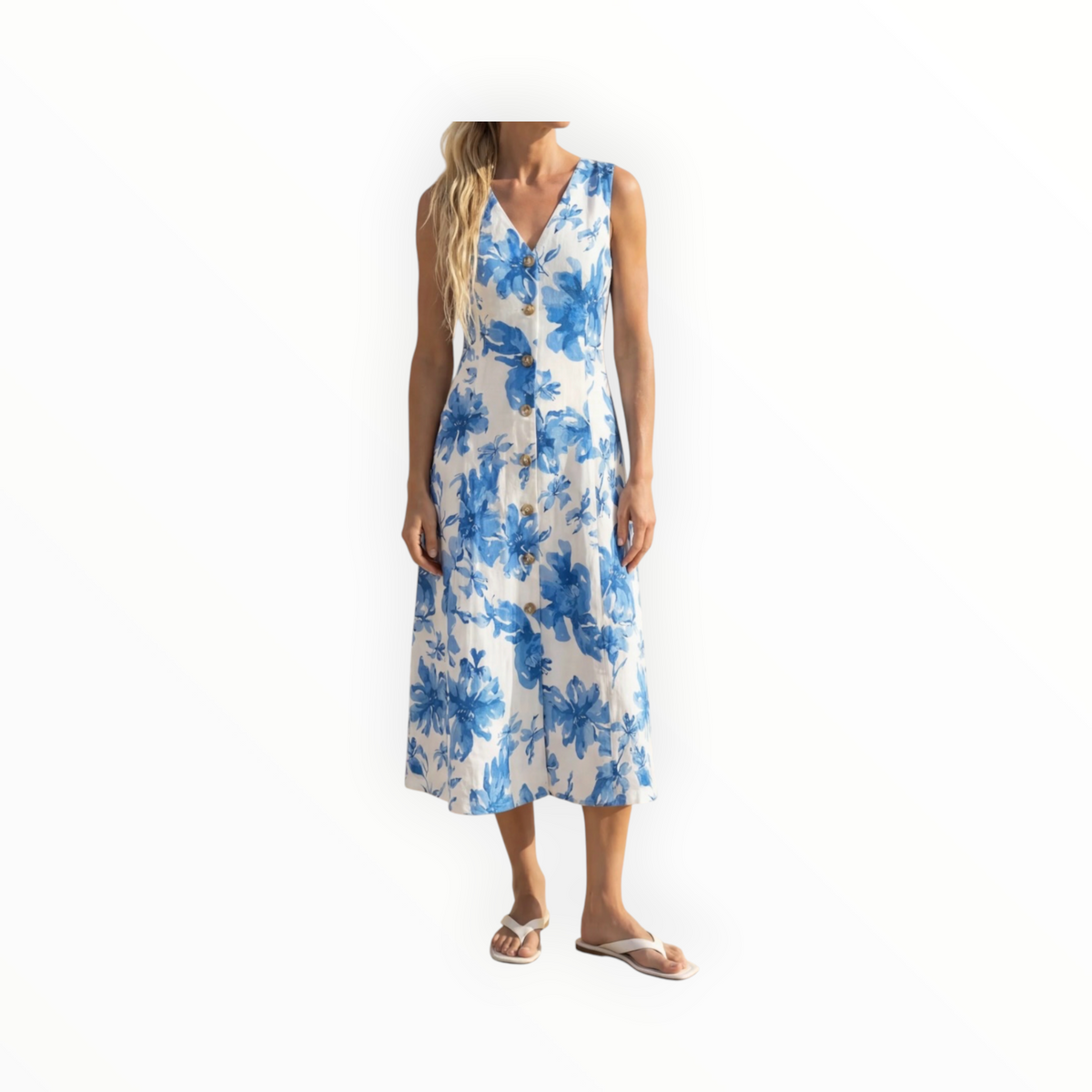 Amanda Maria Tailored Linen Blend Dress - Bloom