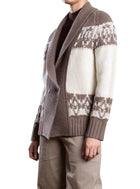Pharaoh Lawrie Cardigan in Wool Cashmere - Mink/Ivory