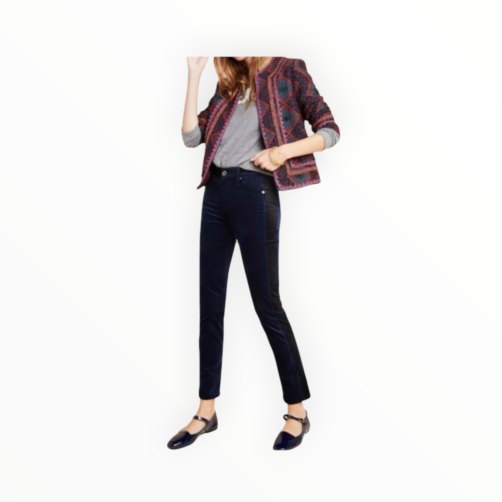 AG Jeans Mari Crop Mid Rise Straight - Tuxedo Stripe Navy/Black