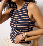 Nation Ltd Abbie Tank - Latte Stripe