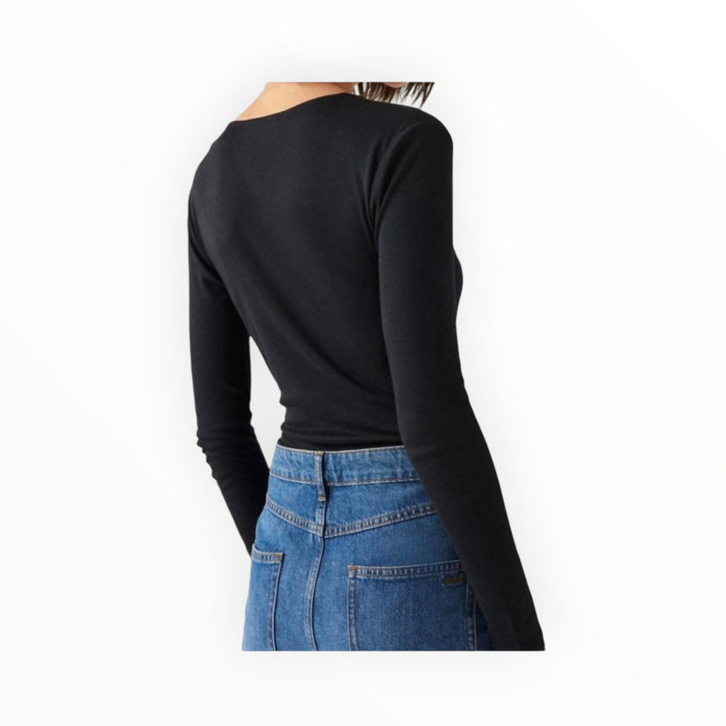 ba&sh Celia Faux Wrap Bodysuit - Black
