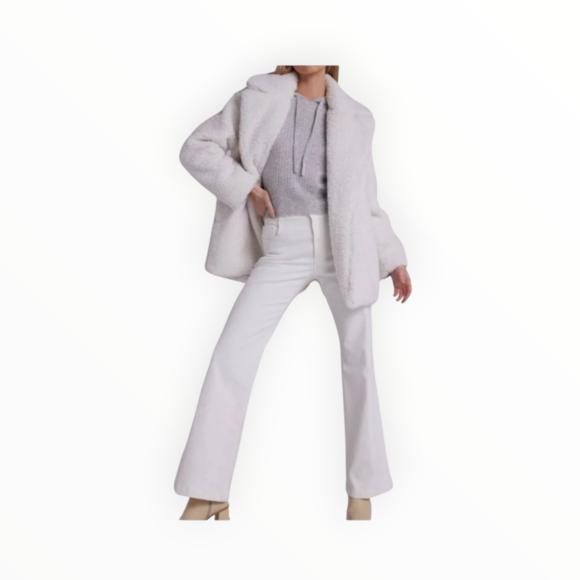 Bella Dahl Oversized Notch Collar Teddy Coat - Winter White