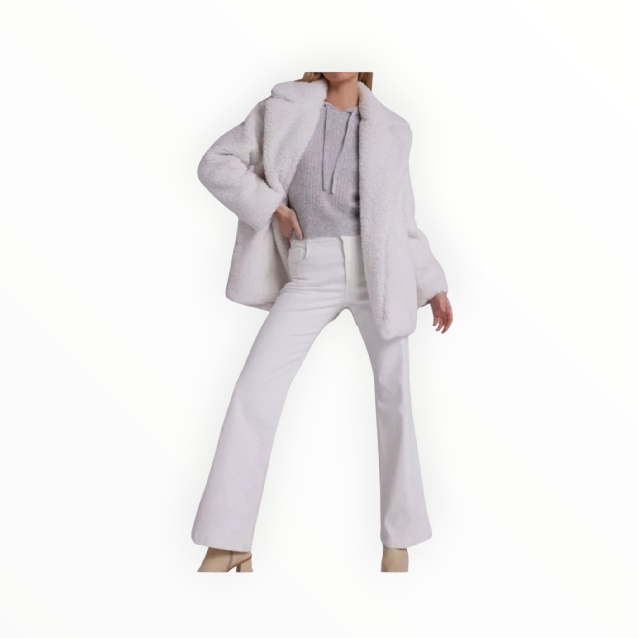 Bella Dahl Oversized Notch Collar Teddy Coat - Winter White