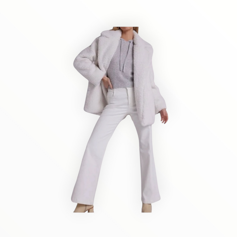 Bella Dahl Oversized Notch Collar Teddy Coat - Winter White