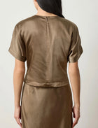 LILLA|P Satin Dolman Short Sleeve - Parsley