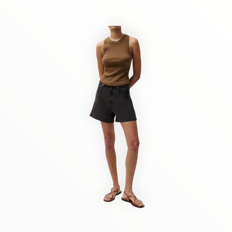 Pistola Kimora High Rise Linen Short - Bristol Black