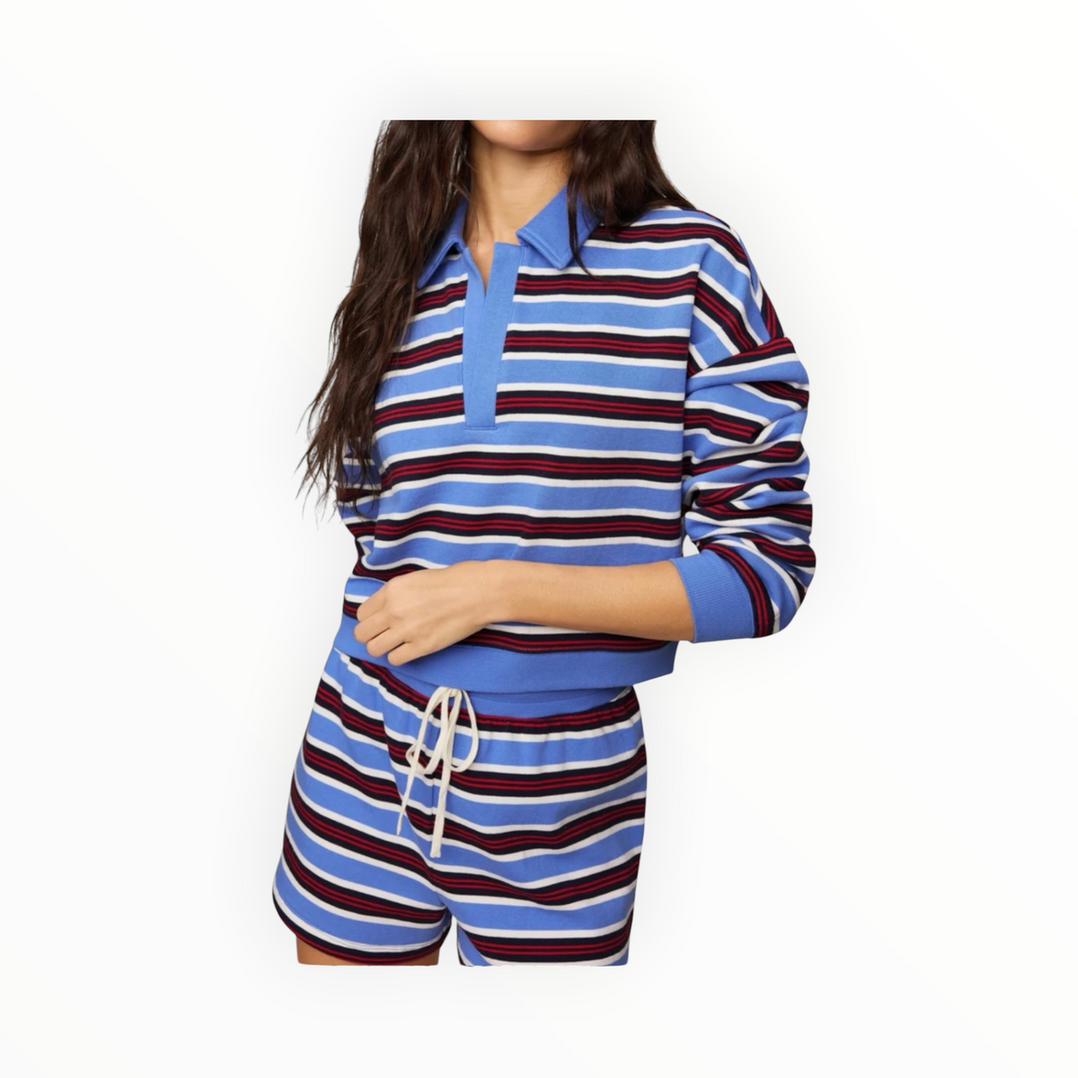 Z Supply Low Key Stripe Fleece Short - Bay Blue