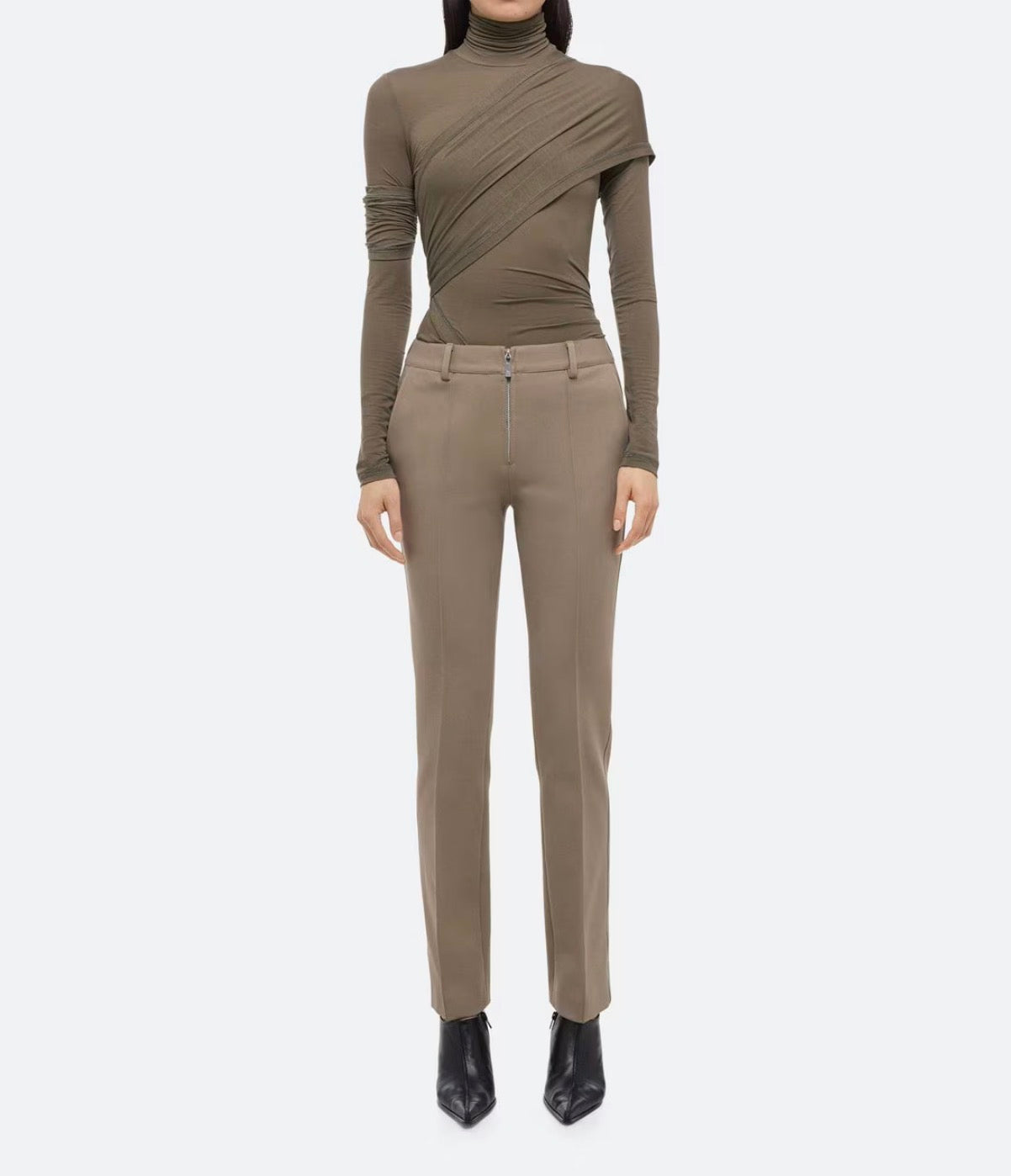 Helmut Lang Straight Slim Zip Pants - Taupe