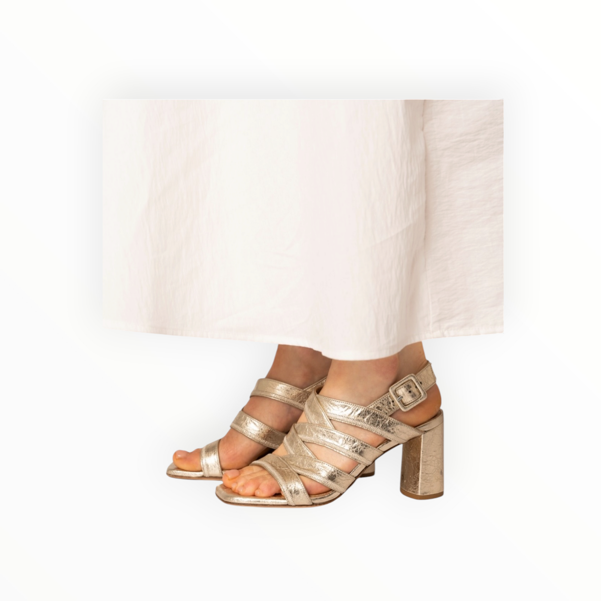 Sam Reychler Strappy Metallic Heel - Gold