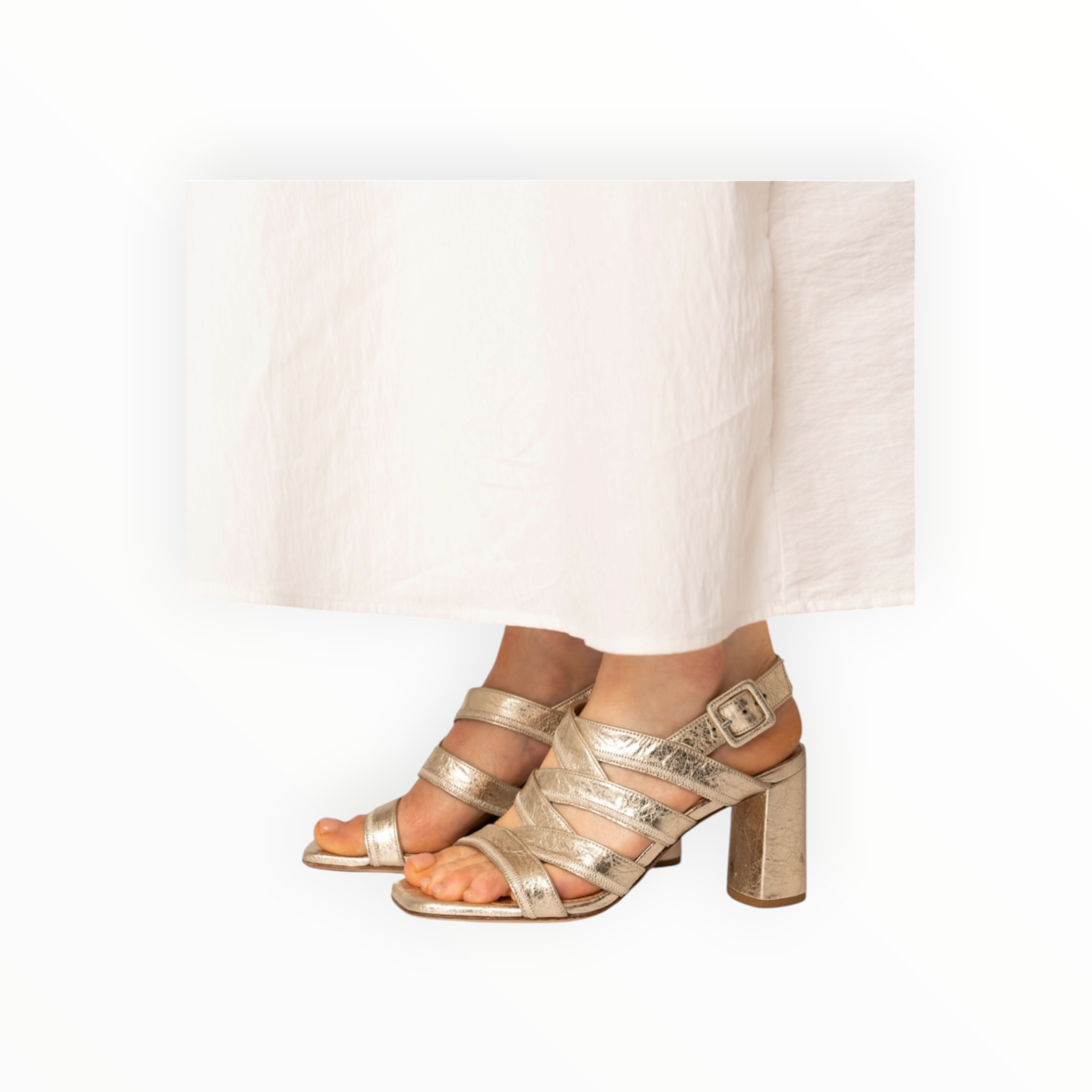 Sam Reychler Strappy Metallic Heel - Gold