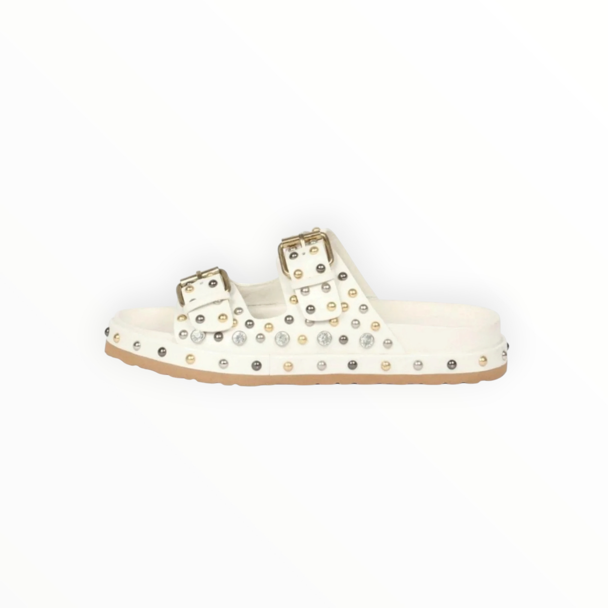 Saint G Emily Studded Double Buckle Sandal - White