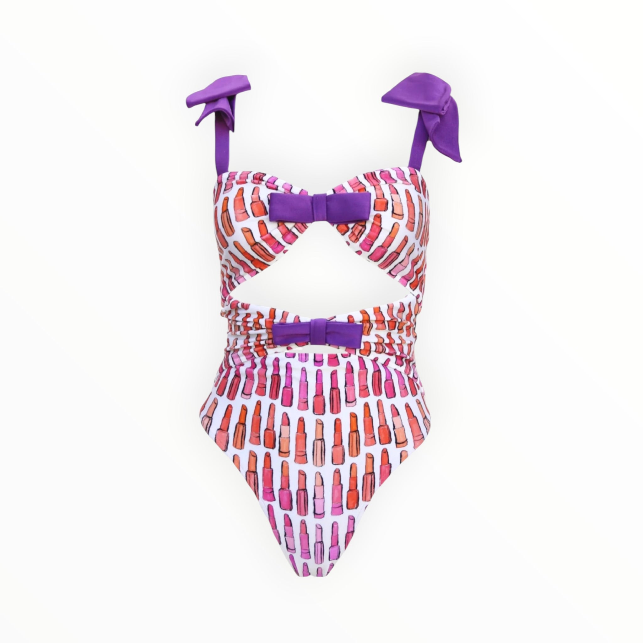 Adriana Degreas Lipstick Cut-Out Swimsuit With Bows