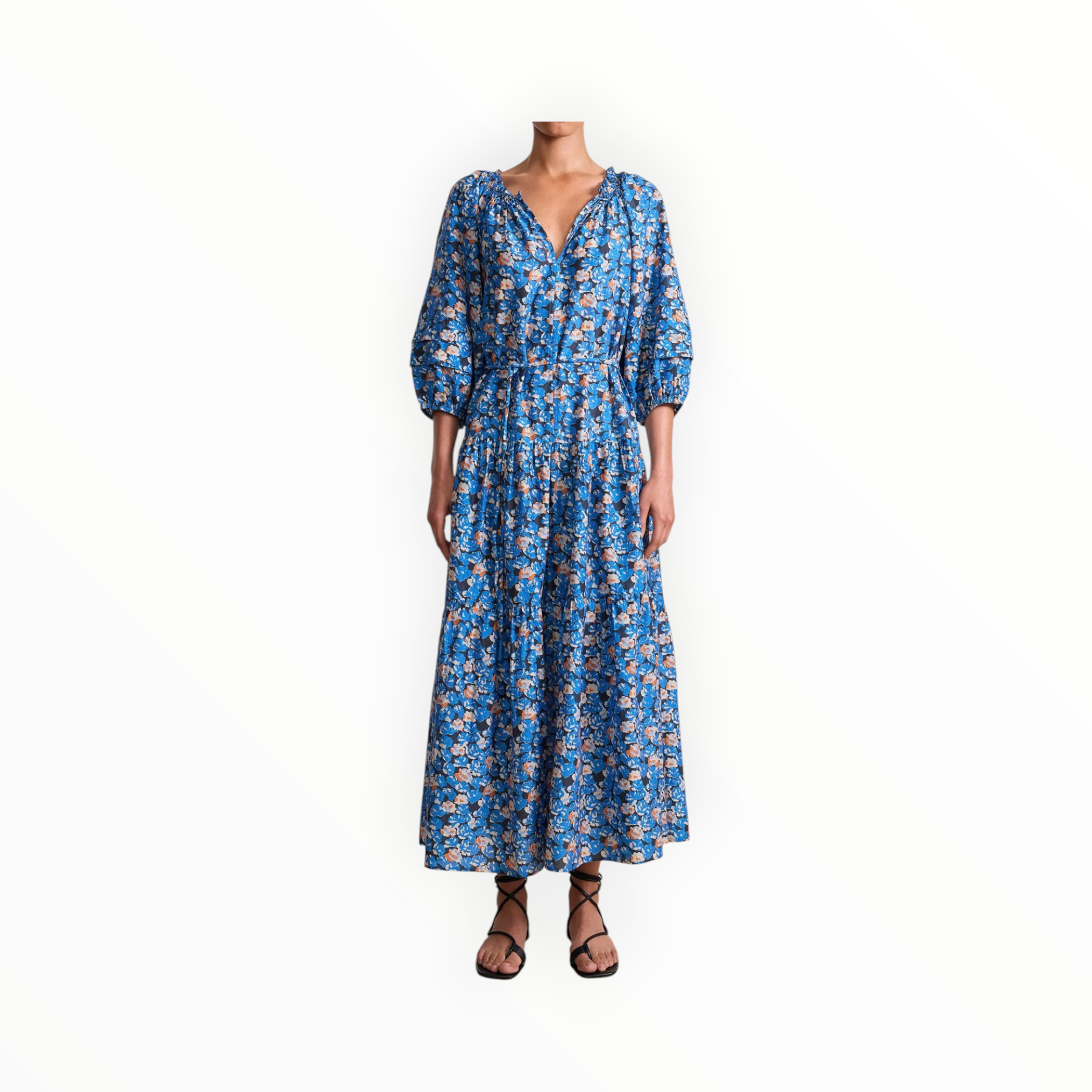 Apiece Apart Long Sleeve UVA Dress - Florette Blue