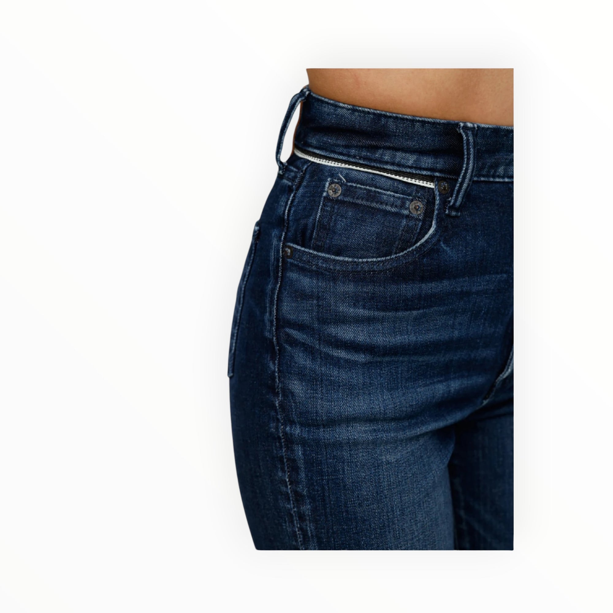 Moussy Vintage Emma Cropped Flare Jeans - Dark Blue