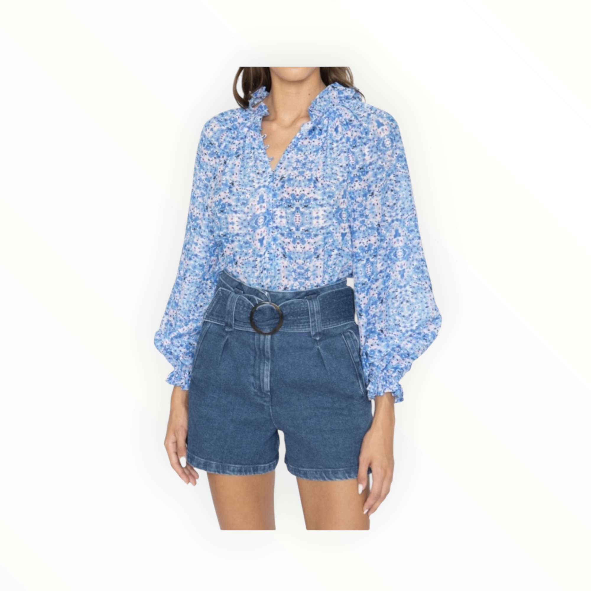 Caballero Leigh Folded Ink Blot Top - Blue