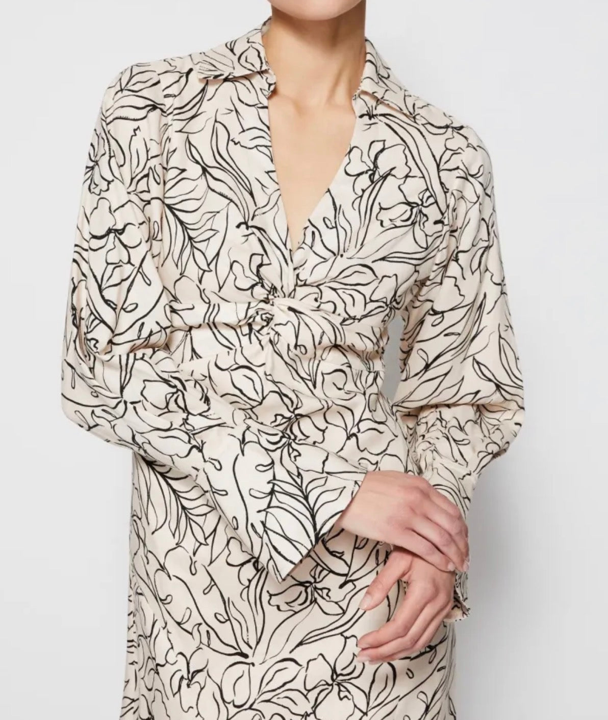 Jonathan Simkhai Lee Multicolor Print Long Sleeve Midi Dress
