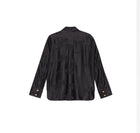 GANNI Satin Jacquard Tie String Shirt - Black
