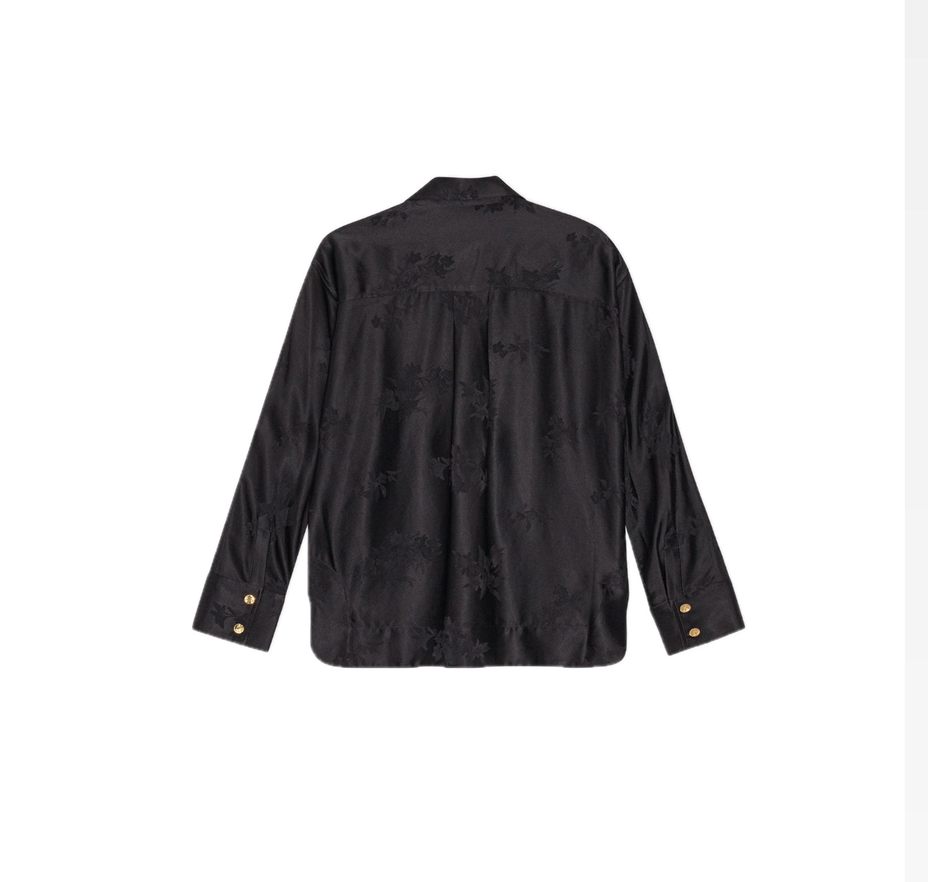 GANNI Satin Jacquard Tie String Shirt - Black