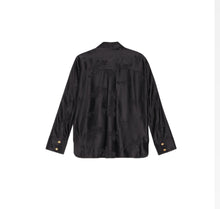 GANNI Satin Jacquard Tie String Shirt - Black