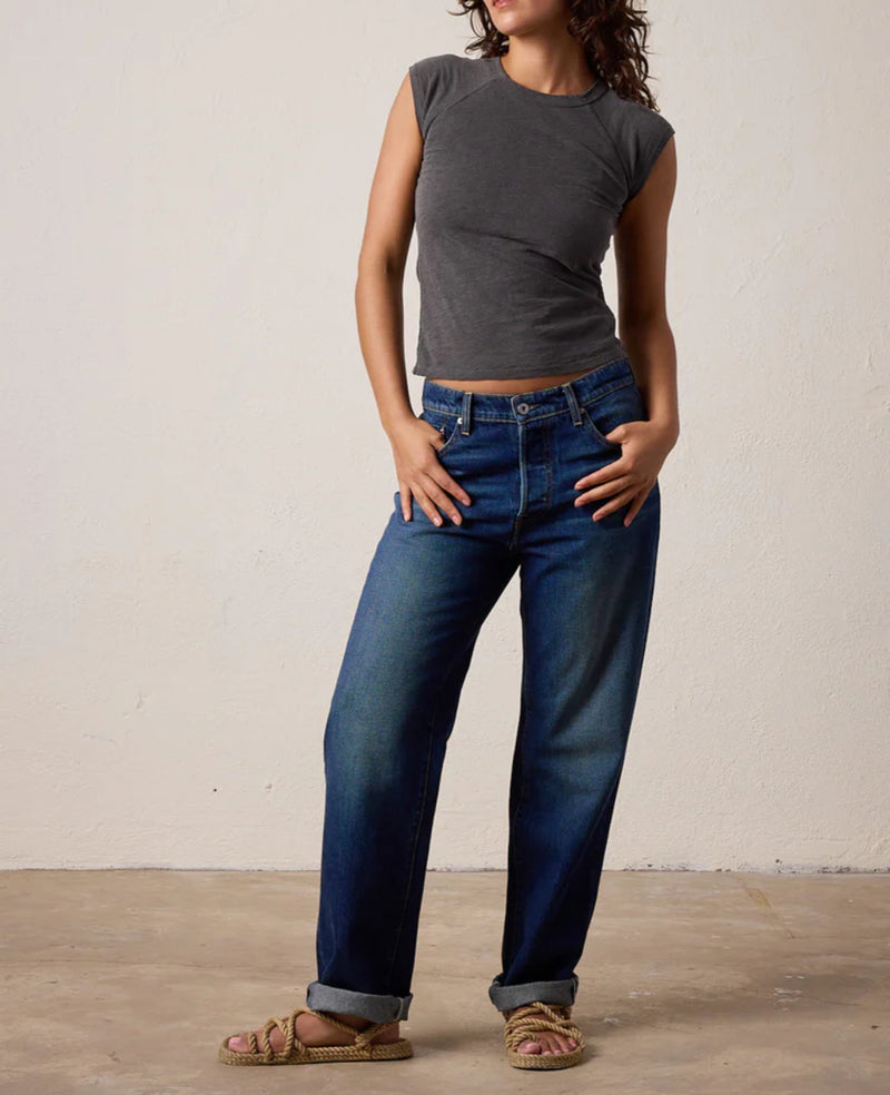 NSF Chloe Fitted Slub Jersey Muscle Tee - Faded Black