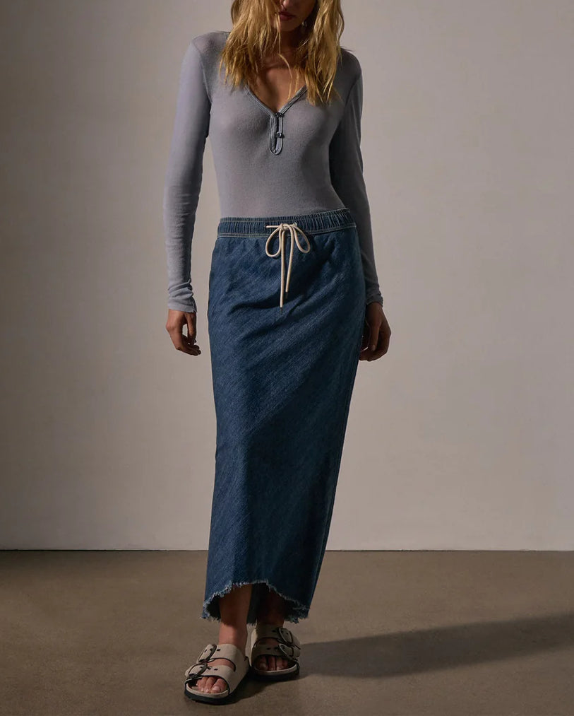 James Perse High Low Denim Skirt - Medium Wash