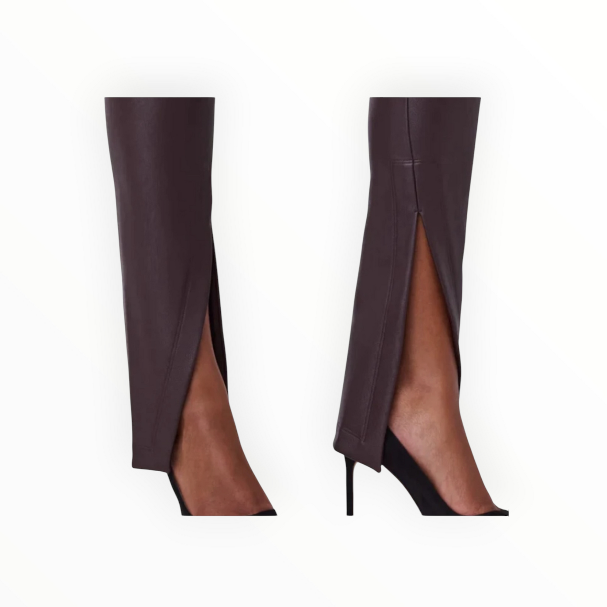 Spanx Leather Front Slit Legging - Cherry Chocolate