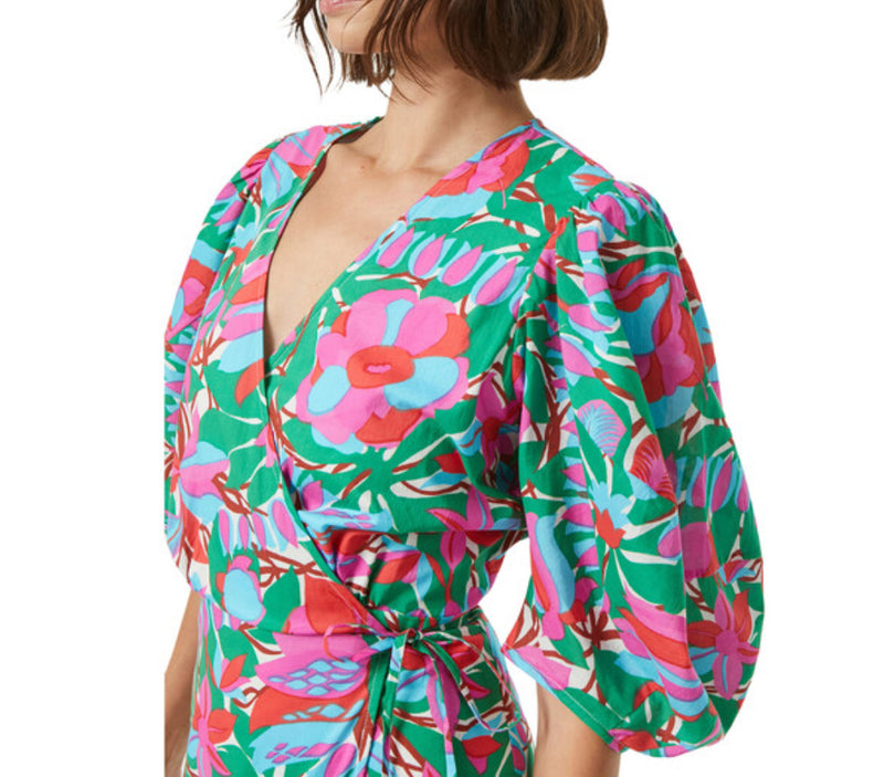 RHODE Fiona Wrap Dress - White Fleur Tropicale