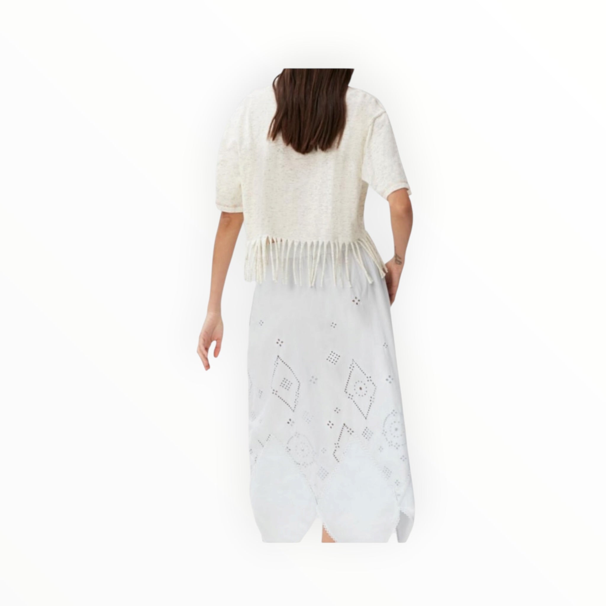 GANNI Fringe Graphic Tee - Egret