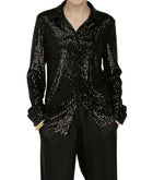 Amanda Maria Sequin Button Down - Black