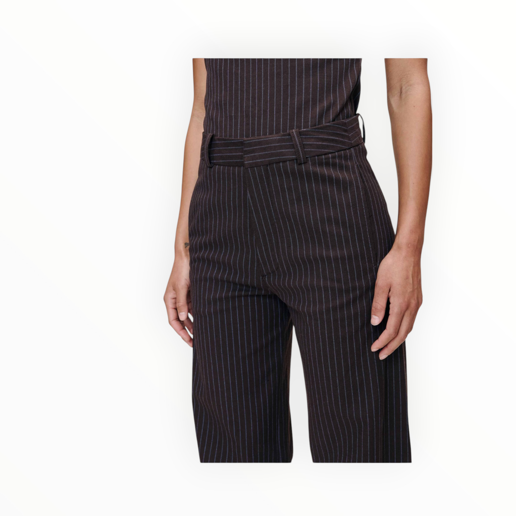 DL1961 Miro Barrel High Rise 28" Pants - Brown/Blue Stripe