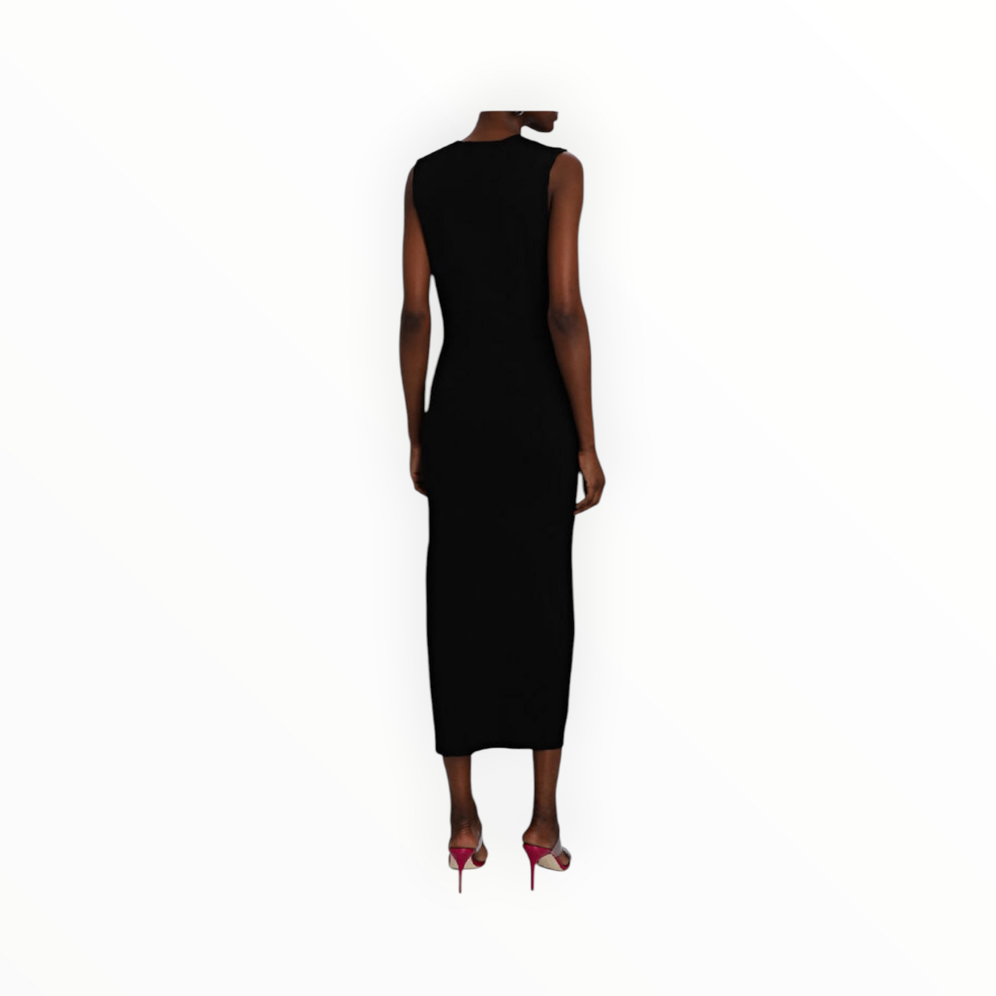 GAUGE81 Cesar V-Neck Rib Knit Midi Dress - Black