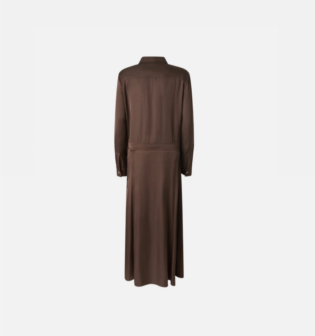 PINKO Long Satin Shirt Dress - Coffee