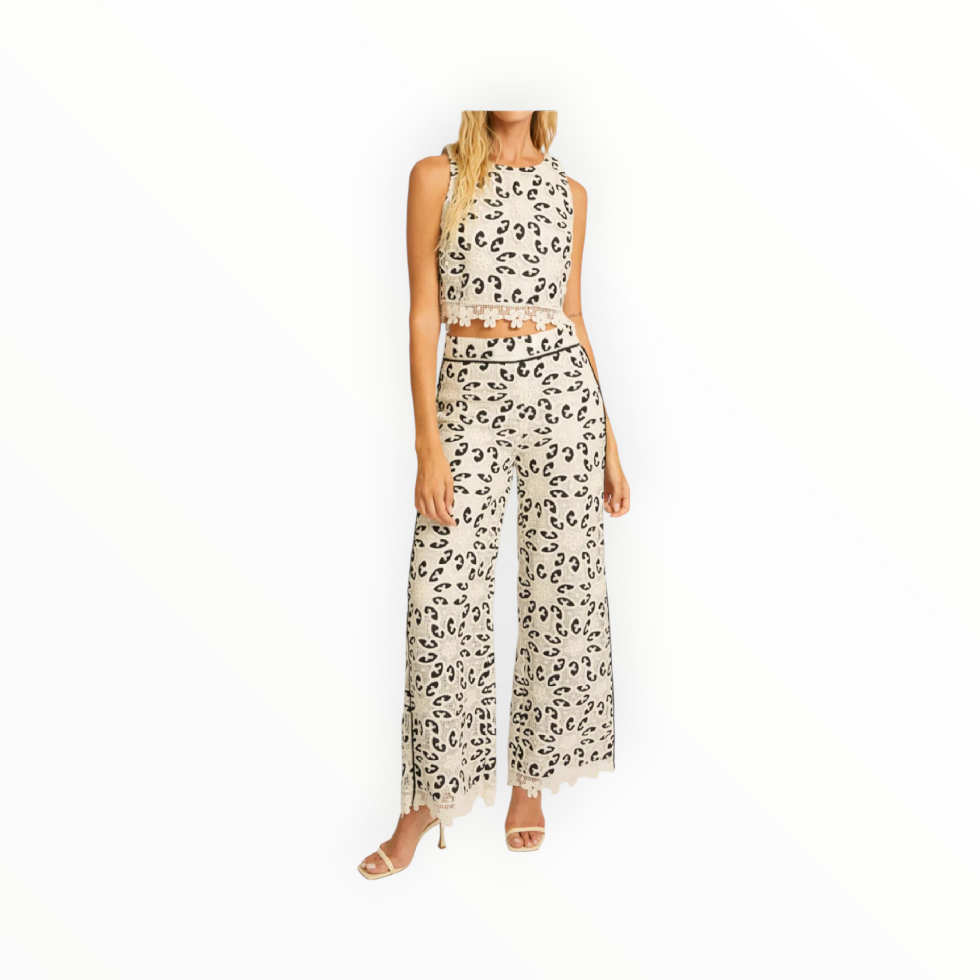 Caballero Isabelle Lace Top - Ivory/Black