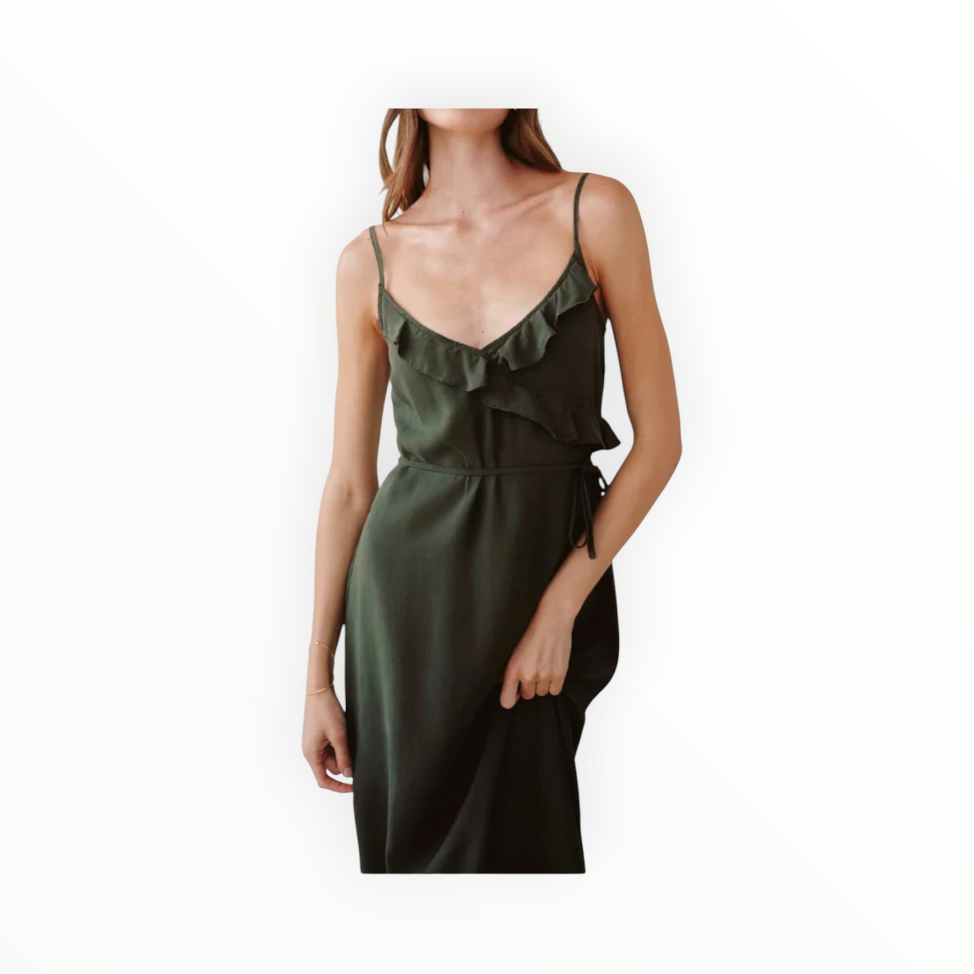 Bella Dahl Ruffle Cami Midi Dress - Forest Army