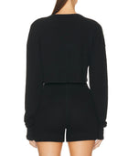 ÉTERNE Cropped Oversized Thermal Top - Black